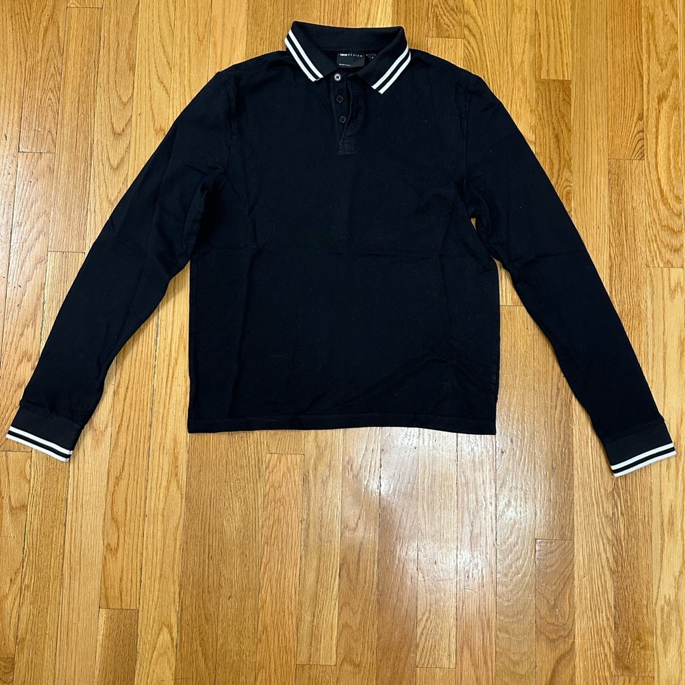 ASOS Black Long Sleeve Polo Shirt